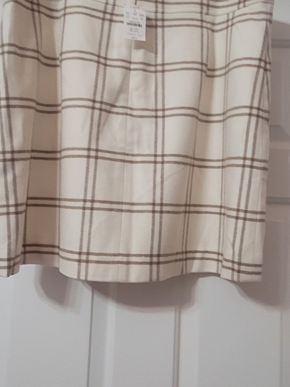 J. Crew Cream and Brown Plaid Mini Skirt